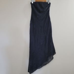 De Laru vintage metallic thread strapless asymmetric dress S
